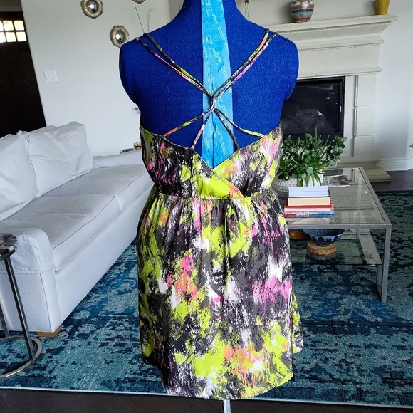 Bar III Multicolor paint splatter dress, size Large - Picture 2 of 6